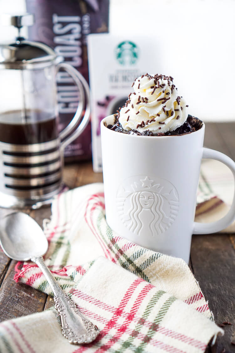 This Coffee Mug Cake is bold and rich and so easy to make! It's ready to eat in less than 5 minutes and loaded with notes of coffee, chocolate, and sugar!