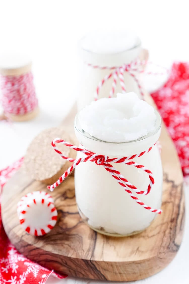 This 3-Ingredient Peppermint Sugar Scrub made my skin feel AMAZING! It's great for soothing tired muscles and reviving dry skin, it's also an easy DIY gift that can be made in less than 10 minutes!