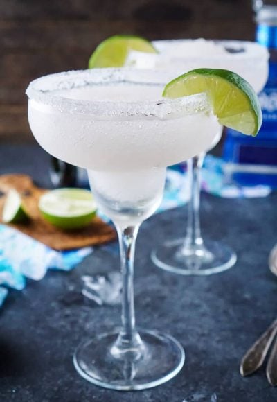 These Frozen Champagne Margaritas are a fun blend of silver tequila, bubbly champagne, limes, and ice! They're perfect for New Year's Eve, Cinco de Mayo, or any occasion where you just want a cocktail that's refreshing and delicious!