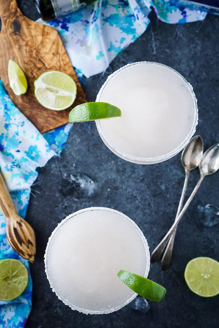 These Frozen Champagne Margaritas are a fun blend of silver tequila, bubbly champagne, limes, and ice! They're perfect for New Year's Eve, Cinco de Mayo, or any occasion where you just want a cocktail that's refreshing and delicious! 