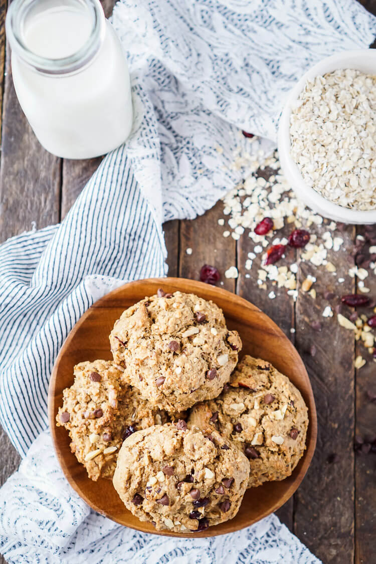 These Everything Breakfast Cookies are a hearty and wholesome way to start your day! Made with a little bit of everything, they're a tasty breakfast loaded with protein and fiber that will keep you full! There's 8g of protein and 5g of dietary fiber in each cookie!