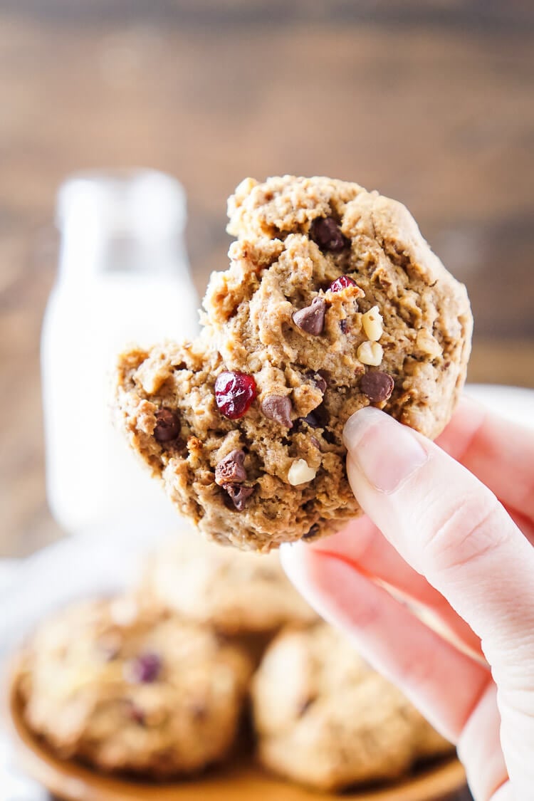 These Everything Breakfast Cookies are a hearty and wholesome way to start your day! Made with a little bit of everything, they're a tasty breakfast loaded with protein and fiber that will keep you full! There's 8g of protein and 5g of dietary fiber in each cookie!