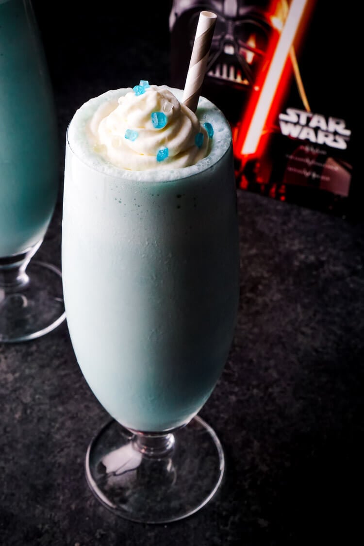 These Star Wars Blue Milkshakes are made with creamy vanilla ice cream and fresh blue milk from Tatooine. They're perfect for enjoying a Star Wars Marathon with or a great addition to a Star Wars Party! An EASY recipes that's ready in just 5 minutes!