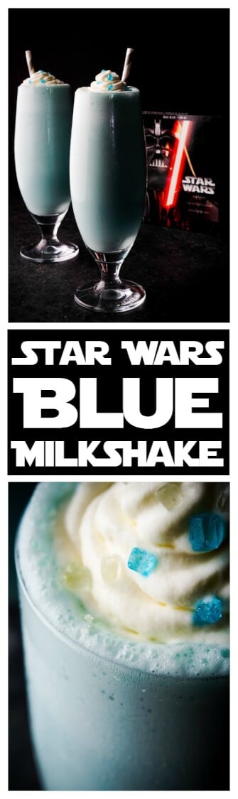 These Star Wars Blue Milkshakes are made with creamy vanilla ice cream and fresh blue milk from Tatooine. They're perfect for enjoying a Star Wars Marathon with or a great addition to a Star Wars Party! An EASY recipes that's ready in just 5 minutes!