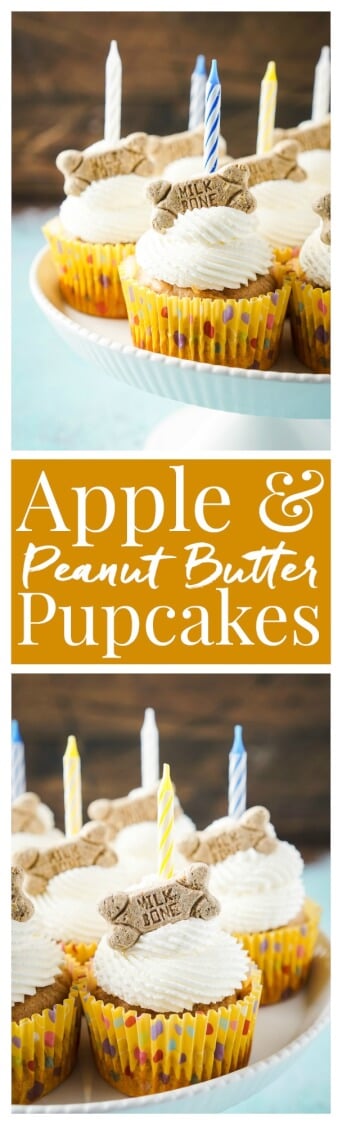 These Apple & Peanut Butter Pupcakes are a great homemade treat for your dog's birthday!