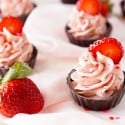 Strawberry Mousse Cups and cut Strawberries