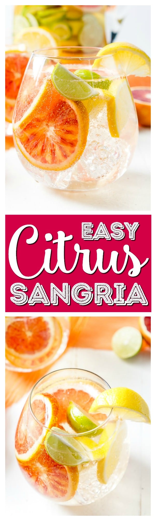 This Citrus Sangria is packed with fresh ruby red grapefruit, blood oranges, lemons, and key limes for a bright and zesty cocktail perfect for a party! via @sugarandsoulco