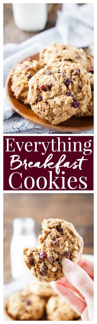 These Everything Breakfast Cookies are a hearty and wholesome way to start your day! Made with a little bit of everything, they're a tasty breakfast loaded with protein and fiber that will keep you full! There's 8g of protein and 5g of dietary fiber in each cookie!