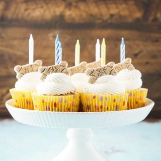 Plate of Pupcakes with candles