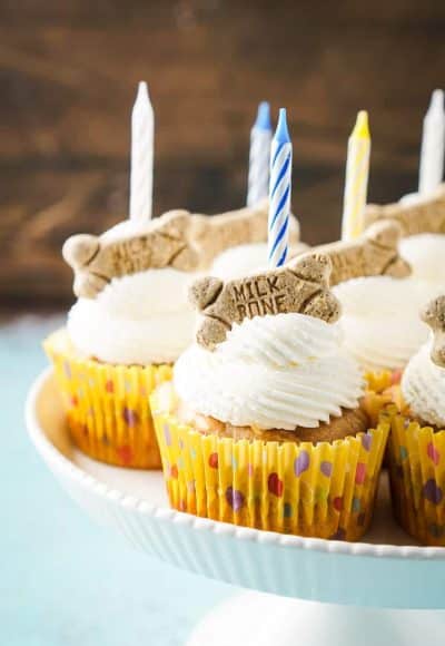 These Apple & Peanut Butter Pupcakes are a great homemade treat for your dog's birthday!