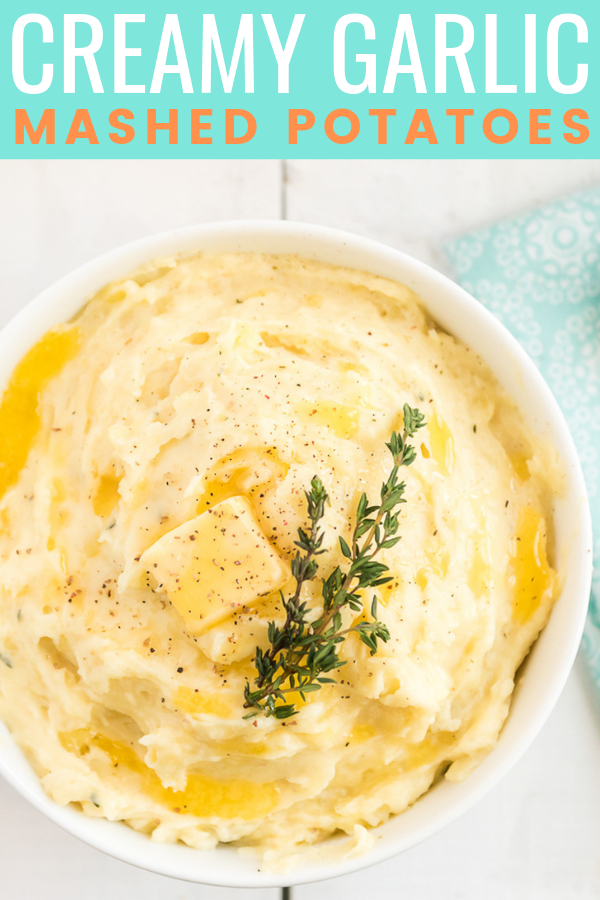 These are The Best Creamy Mashed Potatoes you'll ever make and super easy too! They're loaded with butter, milk, and cream and flavored with garlic and thyme and a touch of salt and pepper! via @sugarandsoulco