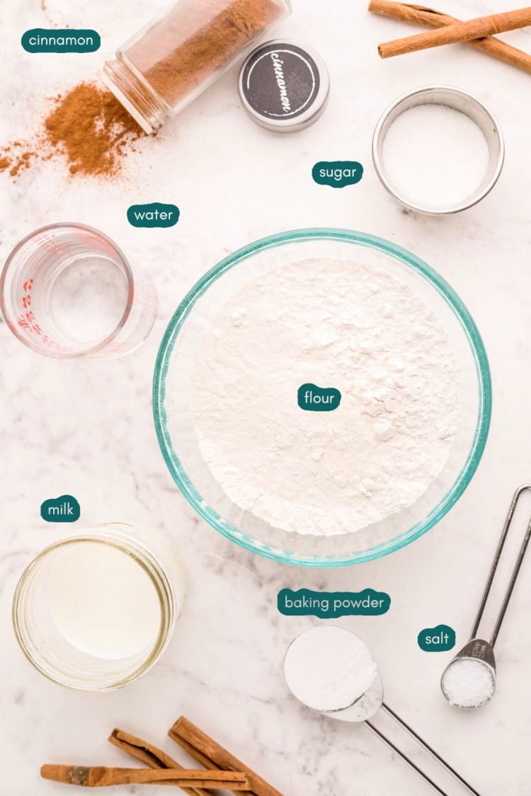 Overhead photo of ingredients prepared to make bannock bread.