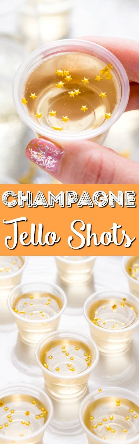 These Champagne Jello Shots are made with just a few ingredients and are so easy to make for your next celebration! via @sugarandsoulco