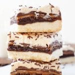 These Billionaire Bars are made with 5 glorious layers of RICH and DECADENT sugary favorites! Shortbread, brownie, caramel, chocolate, and peanut butter frosting combine for the ultimate dessert bar! Everyone will be begging you for the recipe!