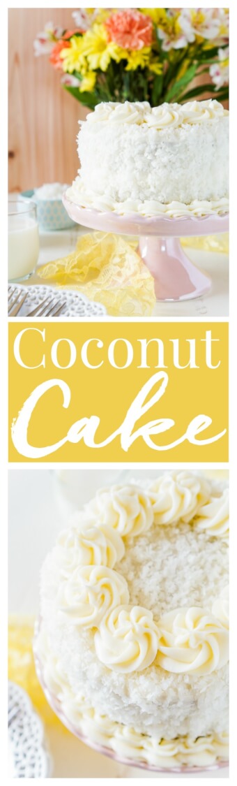 This Classic Coconut Cake is the perfect Easter dessert! Light and fluffy with a cream cheese frosting laced with the essence of sweet coconut! via @sugarandsoulco