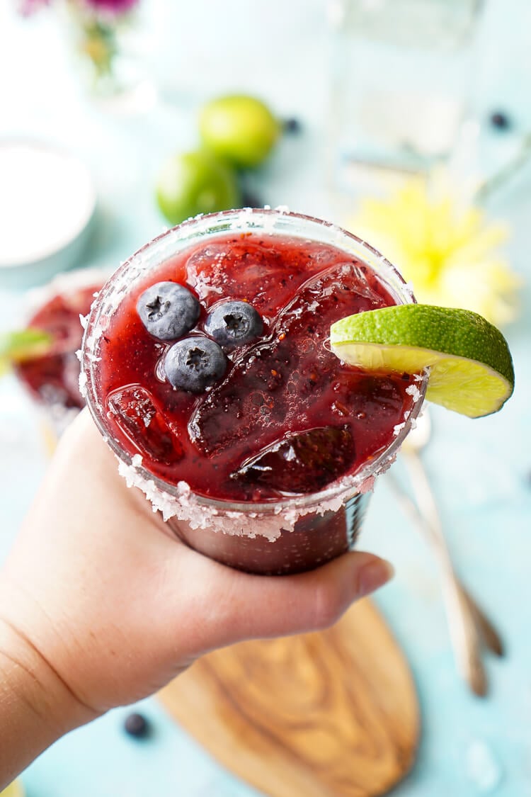 This Fresh Blueberry Margarita is made with ripe blueberries and Altos Tequila for a New England take on the classic cocktail!