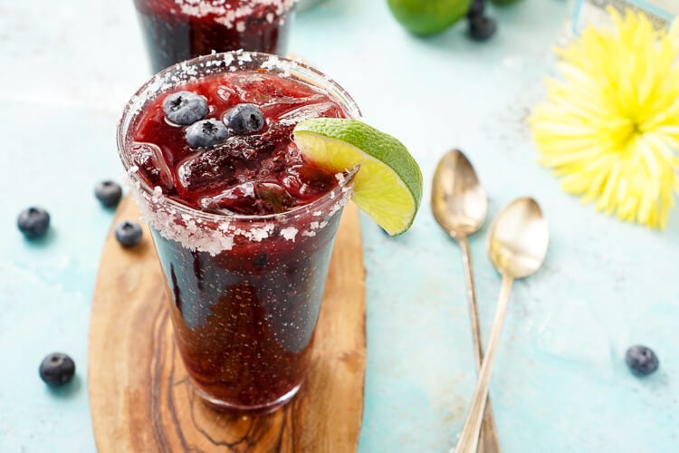 This Fresh Blueberry Margarita is made with ripe blueberries and Altos Tequila for a New England take on the classic cocktail!