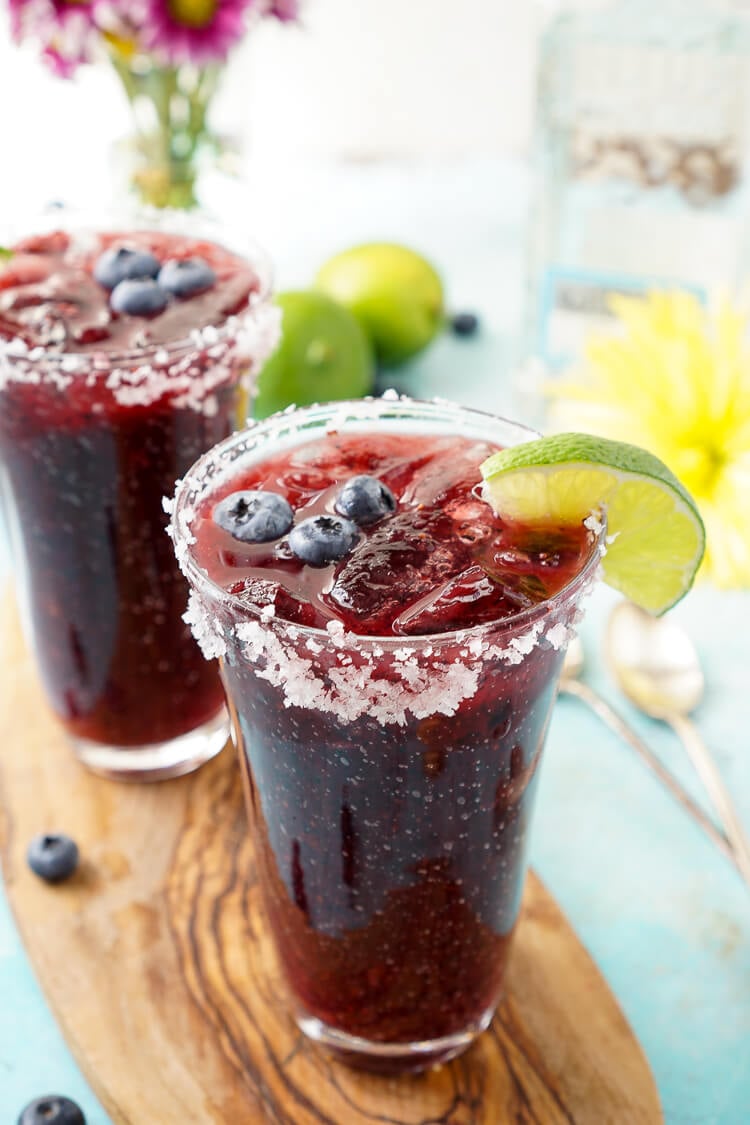 This Fresh Blueberry Margarita is made with ripe blueberries and Altos Tequila for a New England take on the classic cocktail!