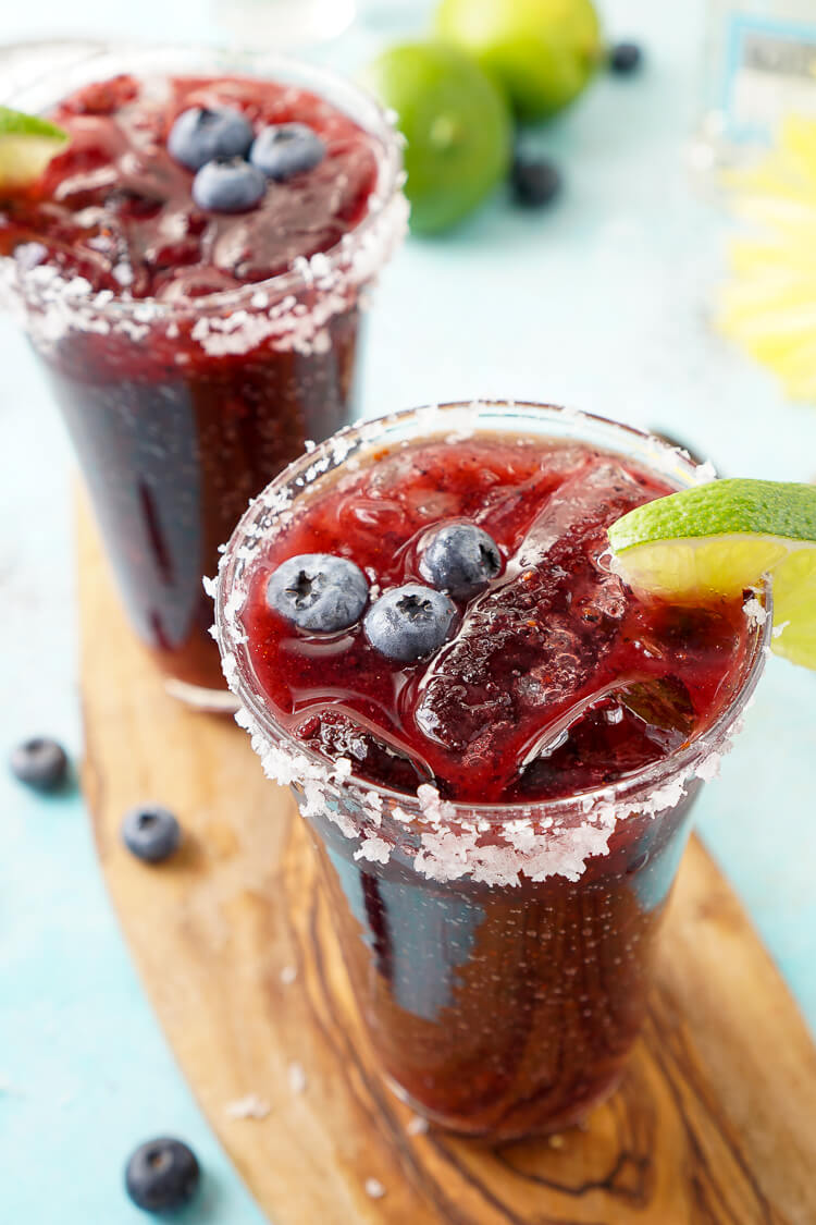 This Fresh Blueberry Margarita is made with ripe blueberries and Altos Tequila for a New England take on the classic cocktail!