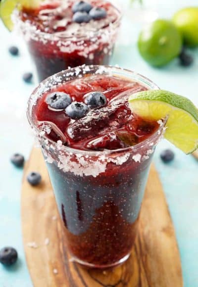 This Fresh Blueberry Margarita is made with ripe blueberries and Altos Tequila for a New England take on the classic cocktail!