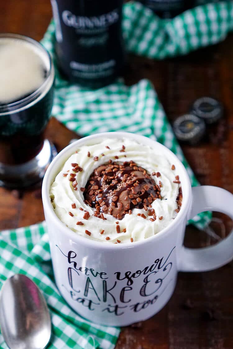 This Guinness Chocolate Mug Cake is ready in just 5 minutes and great for those nights when you want a little something sweet, fast!