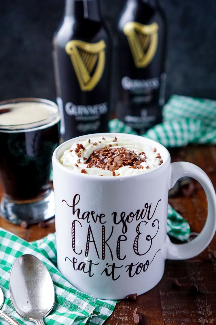 This Guinness Chocolate Mug Cake is ready in just 5 minutes and great for those nights when you want a little something sweet, fast!