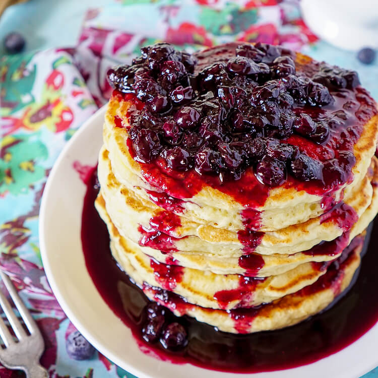 Lemon Ricotta Pancakes with Blueberry Honey Syrup Sugar and Soul