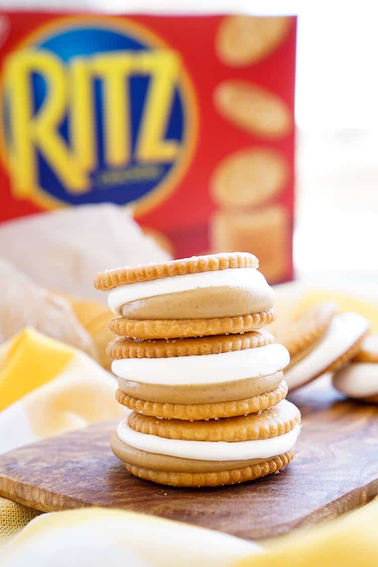 These Fluffernutter RITZwiches are a fun mix of two childhood classics! Who doesn't love peanut butter and marshmallow fluff sandwiched between two buttery RITZ crackers! It's the ultimate easy snack that's ready in just a 5 minutes! You can trade out the peanut butter for cookie butter or sun butter too!