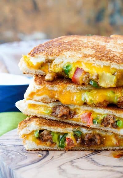 This Taco Grilled Cheese Sandwich can be customized just like a taco! The original recipe is packed with bold flavor and a little heat for a lunch or dinner that's sure to leave your mouth watering!