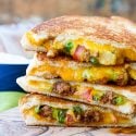 Two Taco Grilled Cheese Sandwiches cut and stacked