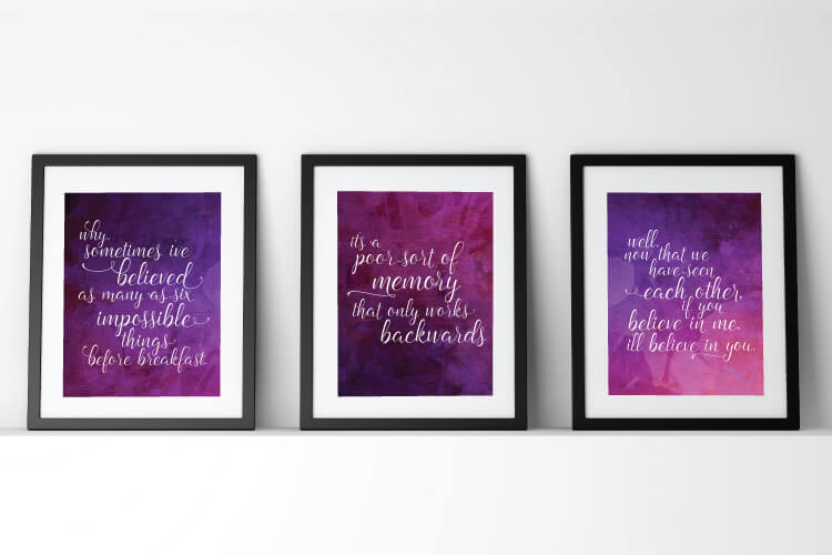 alice in wonderland quotes in frames