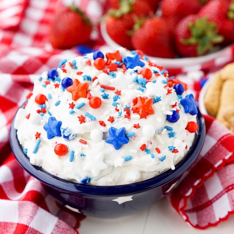 Red, White and Blue Cake Batter Dip