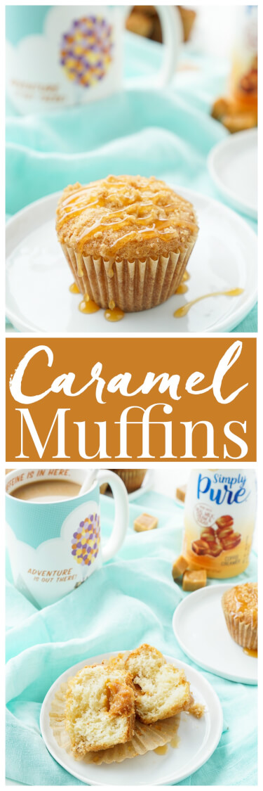 I loved these Caramel Muffins with my coffee this morning and they only took about 30 minutes to make! They're simply sweet with a gooey caramel center! via @sugarandsoulco