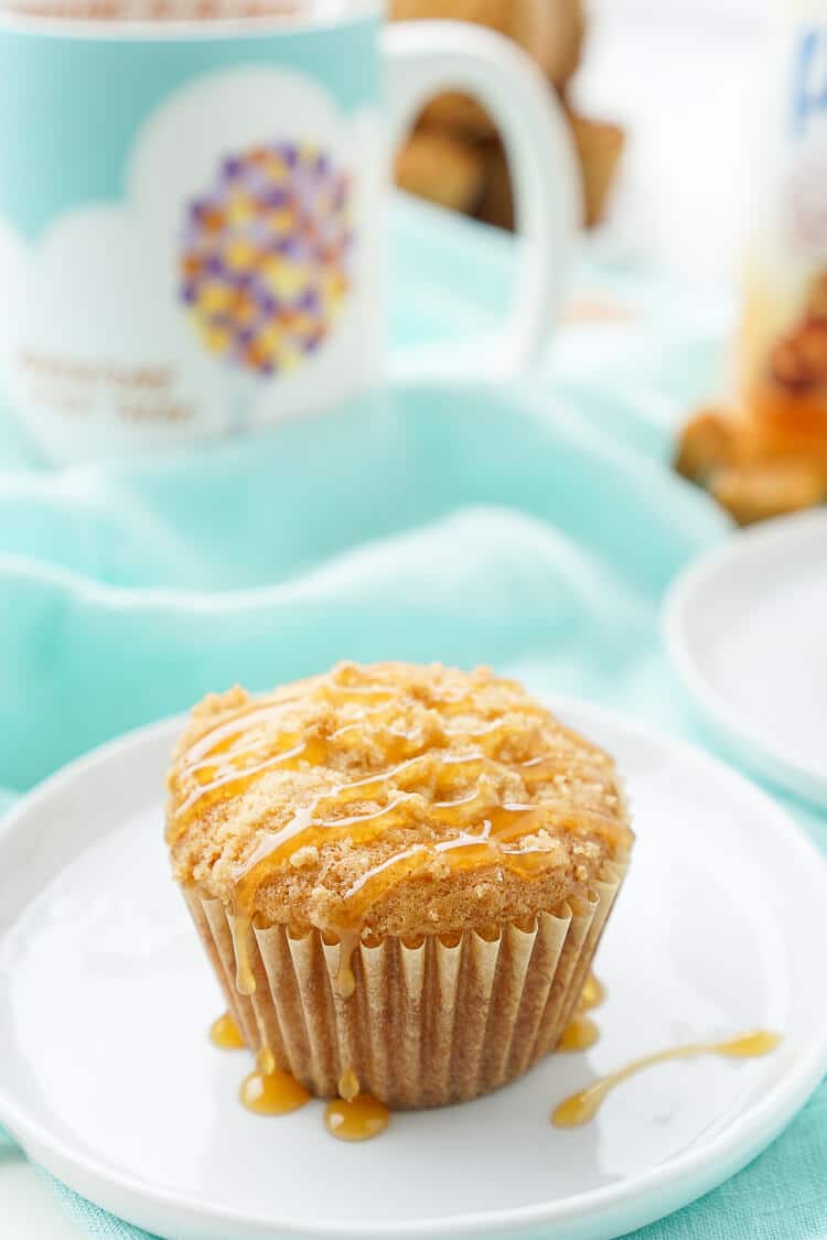 I loved these Caramel Muffins with my coffee this morning and they only took about 30 minutes to make! They're simply sweet with a gooey caramel center!