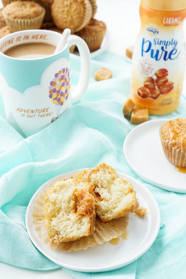 I loved these Caramel Muffins with my coffee this morning and they only took about 30 minutes to make! They're simply sweet with a gooey caramel center!