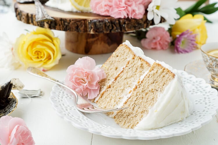 This Earl Grey Cake with Lemon Buttercream is the perfect afternoon dessert for tea lovers inspired by Alice Through the Looking Glass.