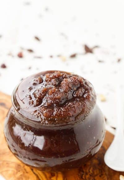 This Chocolate Hazelnut Sugar Scrub is the most decadent DIY beauty product you will ever try! It smells like brownie batter!