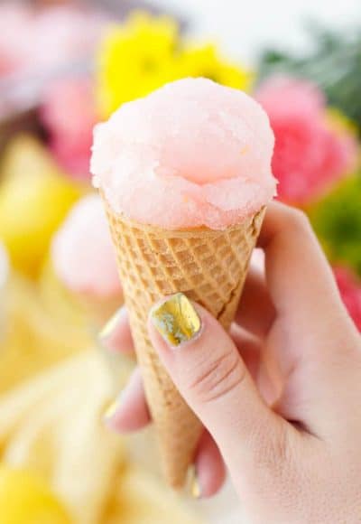 This Pink Lemonade Sorbet is a vibrant and fun no-churn summer treat. Just a little bit of hands-on work and let your freezer do the rest!