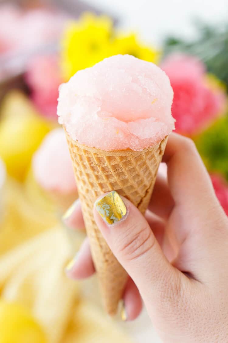 This Pink Lemonade Sorbet is a vibrant and fun no-churn summer treat. Just a little bit of hands-on work and let your freezer do the rest!