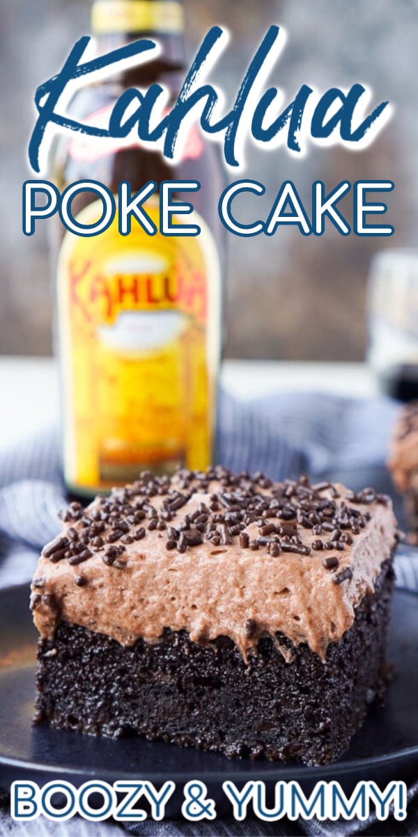 This Kahlua Chocolate Poke Cake is a chocolate cake that’s baked in, soaked in, and frosted with Kahlua. It’s the ultimate boozy dessert!

 via @sugarandsoulco