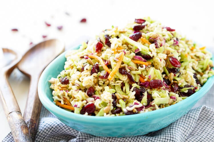 This Crunchy Ramen Noodle Salad is a light and delicious addition to your summer gatherings. No cooking required and it's ready in just 10 minutes!