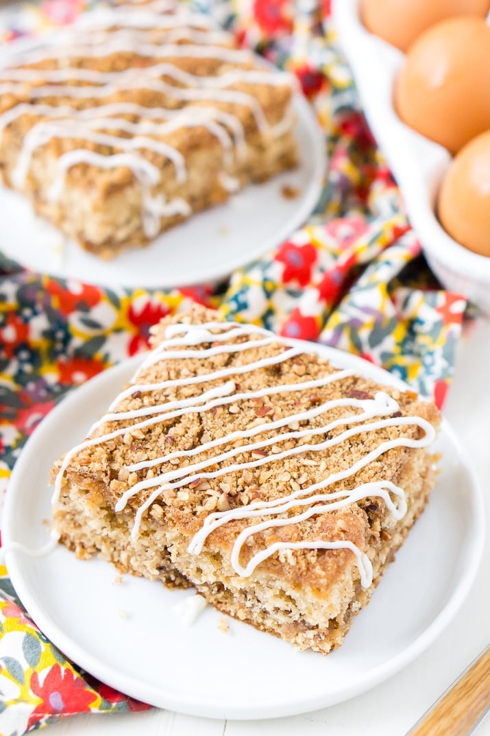 This Old Fashioned Apple Cake is made with warm spices, oatmeal, and apple jelly for a simple and delicious fall dessert!
