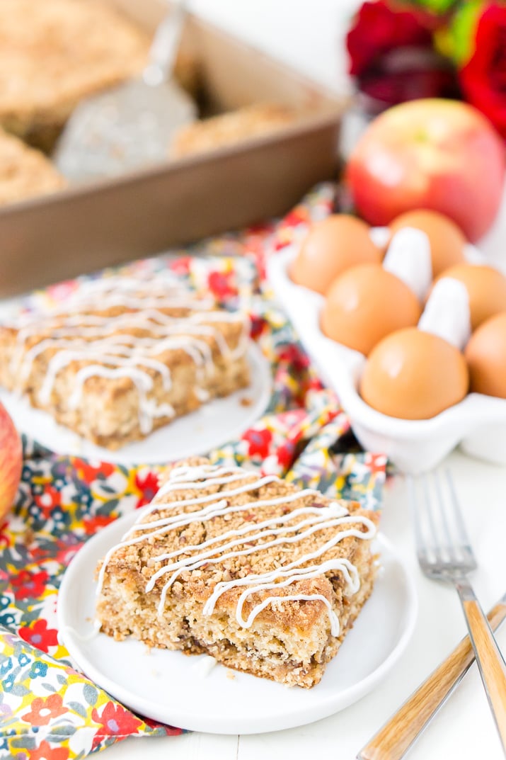 This Old Fashioned Apple Cake is made with warm spices, oatmeal, and apple jelly for a simple and delicious fall dessert!