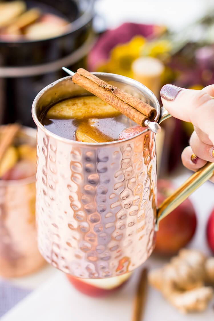 This Crock Pot Ginger Rum Apple Cider will make entertaining a breeze this holiday season! Keep the rum on the side for a boozy and non-alcoholic option!