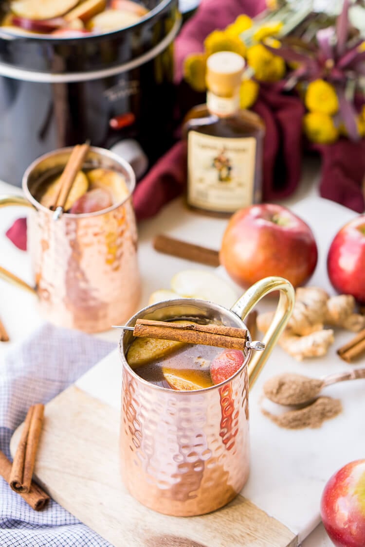 This Crock Pot Ginger Rum Apple Cider will make entertaining a breeze this holiday season! Keep the rum on the side for a boozy and non-alcoholic option!