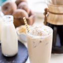 This Iced Coffee Bar is a must have at any get-together! Mix up the four homemade coffee creamer recipes so your guests can really indulge in their cup of joe!