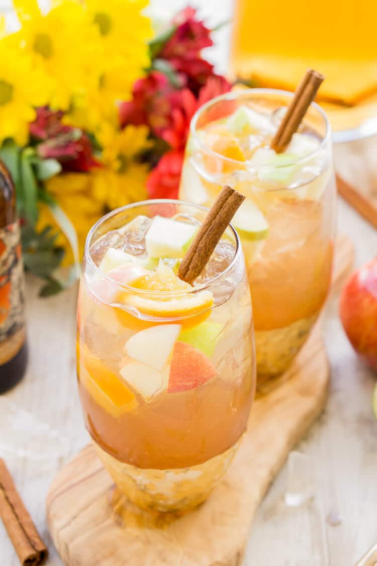 This Hard Apple Cider Sangria brings together the cozy flavors of apple, ginger, cinnamon, and citrus in a crisp and refreshing batch cocktail!