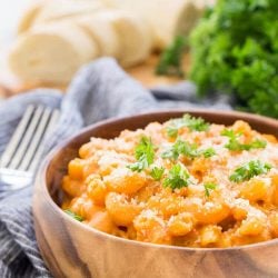 This Marinara Mac and Cheese is a quick and easy dinner option filled with love and flavor! It's everything you love about a classic creamy mac and cheese with a bright pop of thick and hearty marinara sauce. Have it on the table in less than 30 minutes!