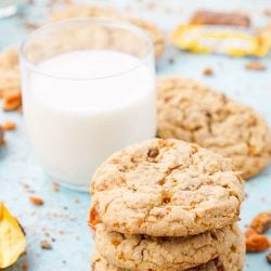 These Butterfinger Pudding Cookies are everything you love about the classic candy bar in a chewy, buttery, sweet cookie!