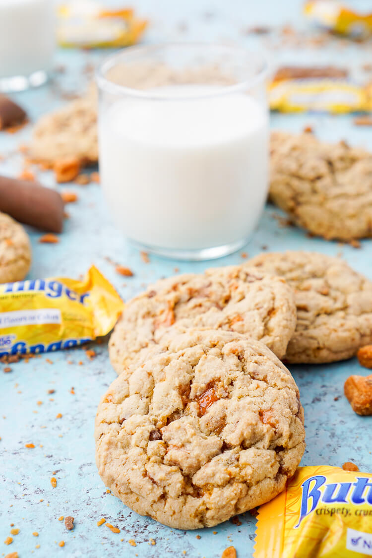 These Butterfinger Pudding Cookies are everything you love about the classic candy bar in a chewy, buttery, sweet cookie!